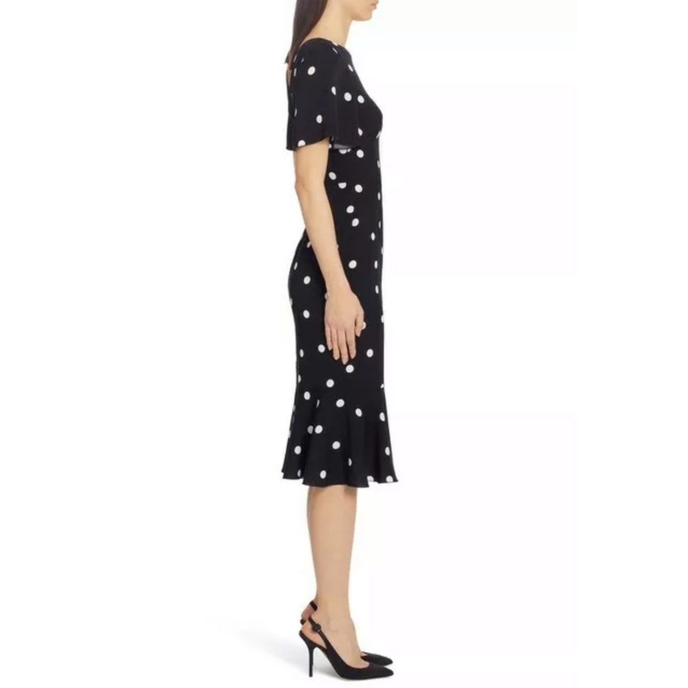 DOLCE & GABBANA Polka Dot Silk Fluted Dress 48 12 - Picture 7 of 13